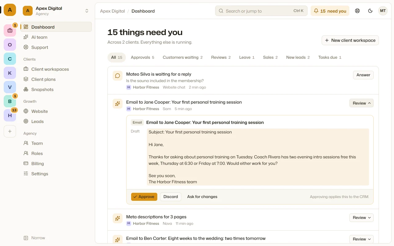 The dashboard in an amber theme, light